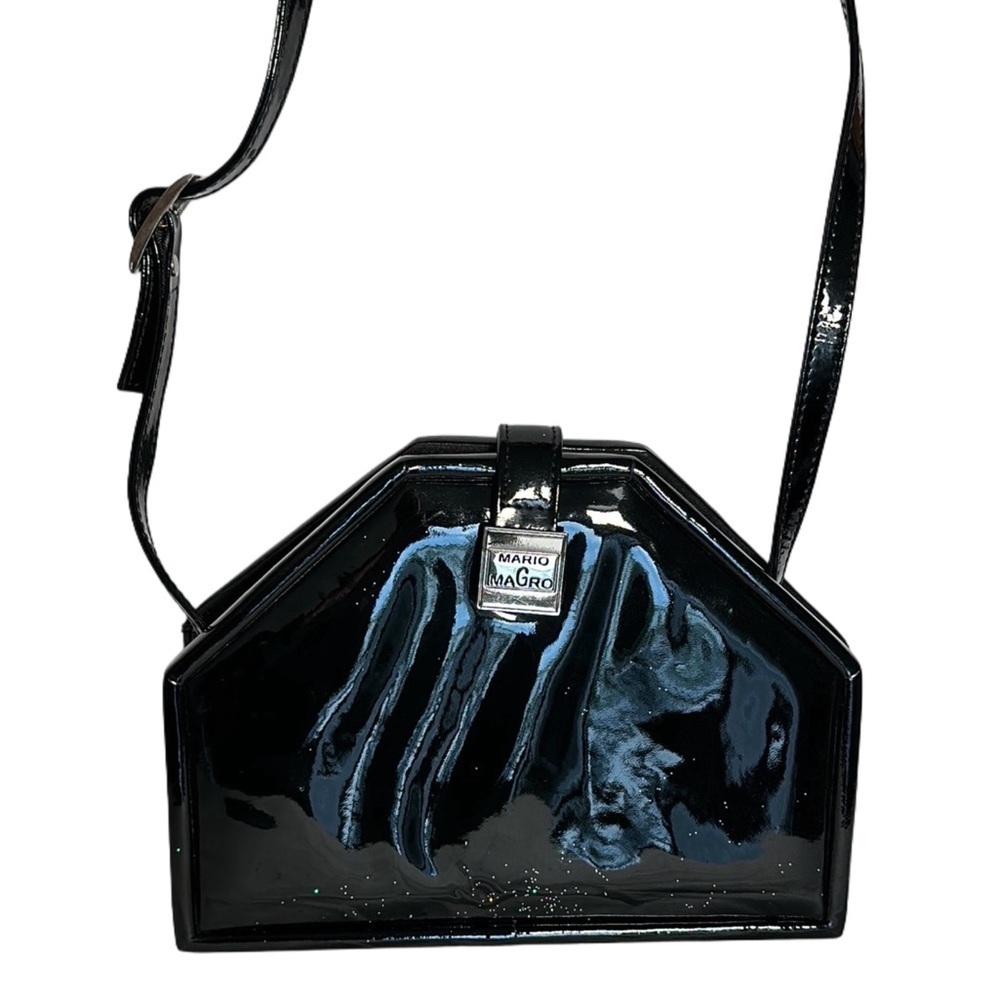 MARIO MaGRO BEVERLY HILLS designer Patent leather handbag with glitter very rare